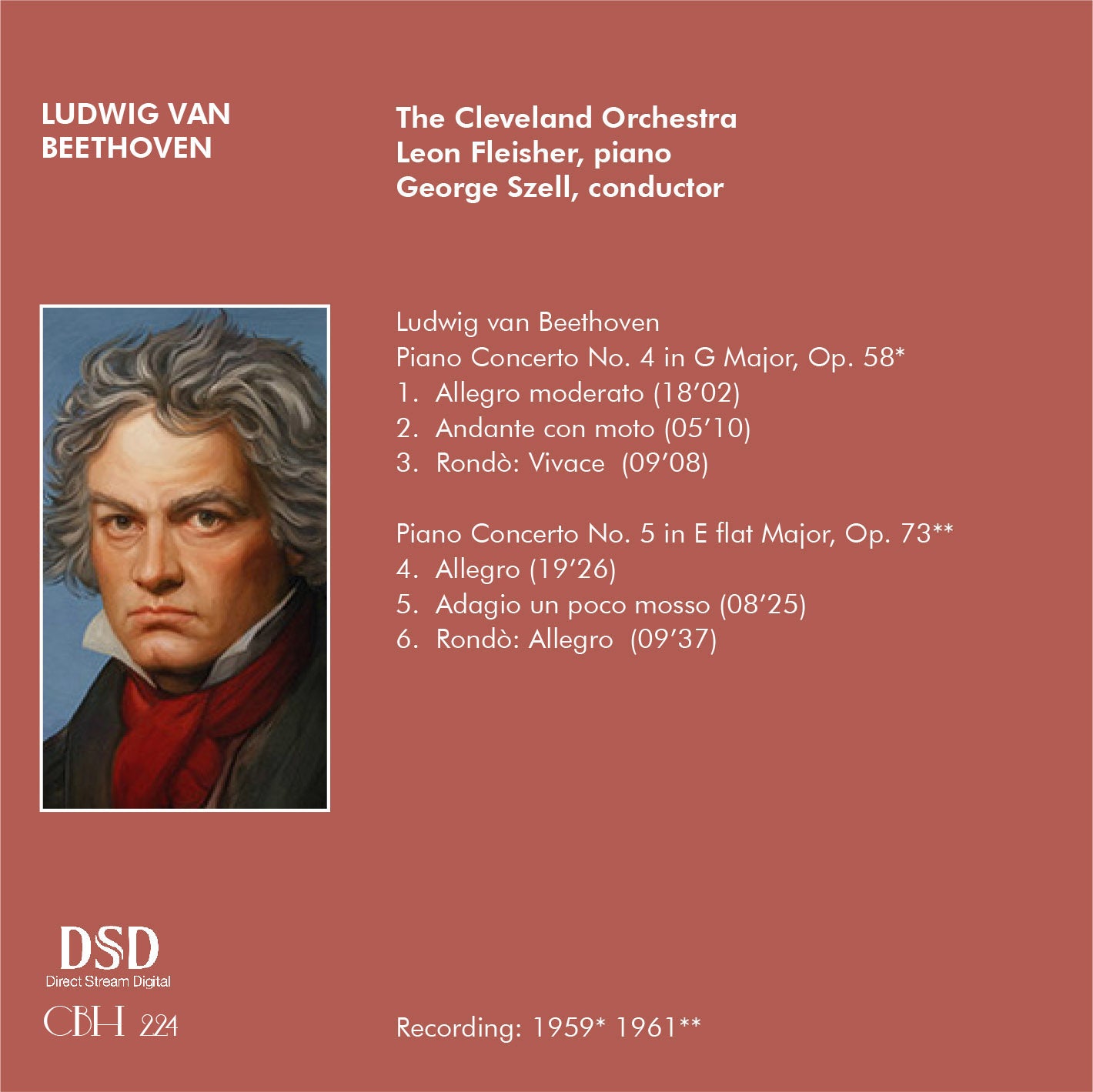 BEETHOVEN Piano Concertos Nos. 4 & 5 -  Leon Fleisher | George Szell The Cleveland Orchestra